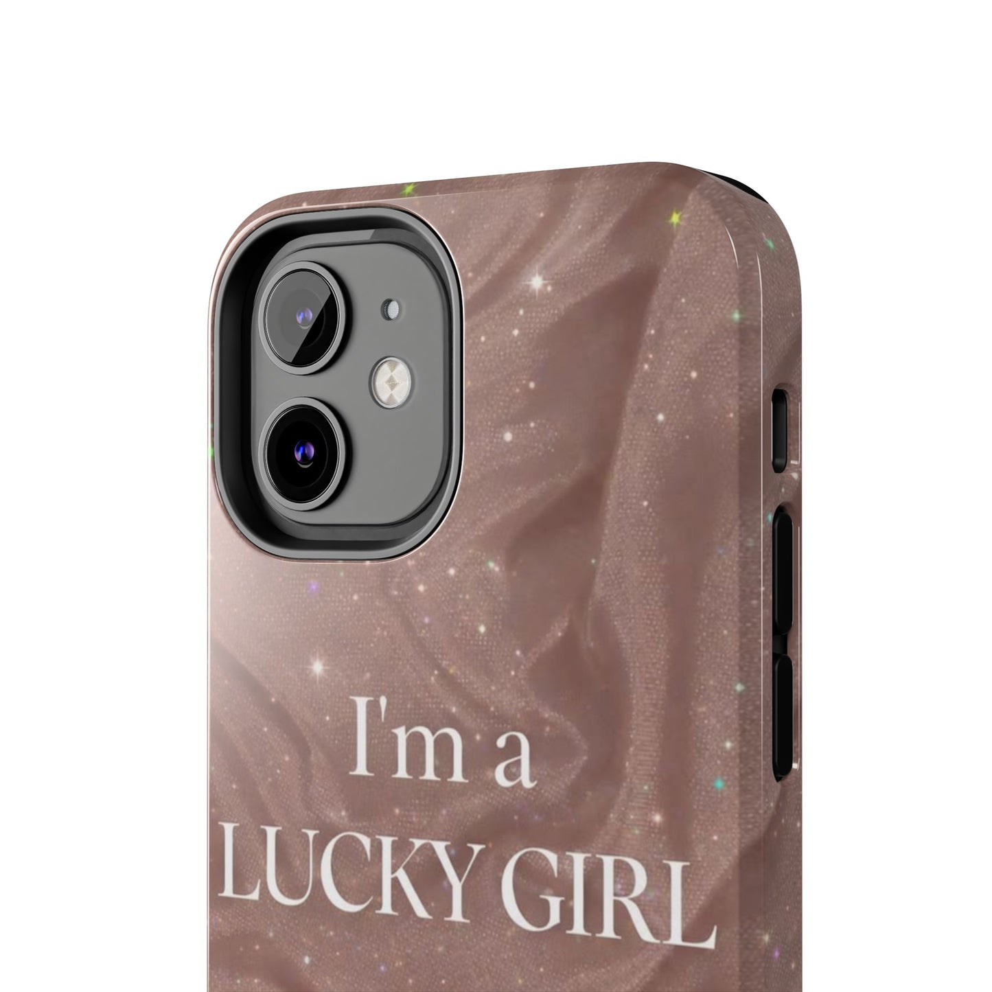 I'm a Lucky Girl Tough Phone Case – Sparkling Rose Marble Protective Cover