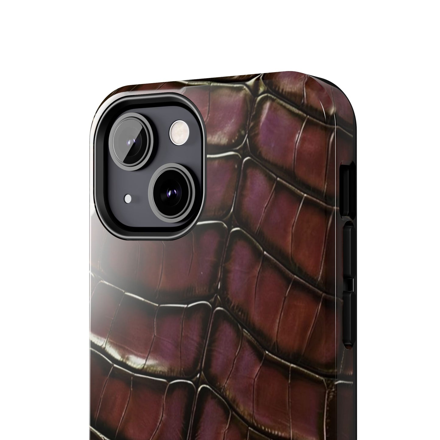 Croc-Embossed Tough Phone Case — Burgundy Faux Alligator with ADRALIA Accent