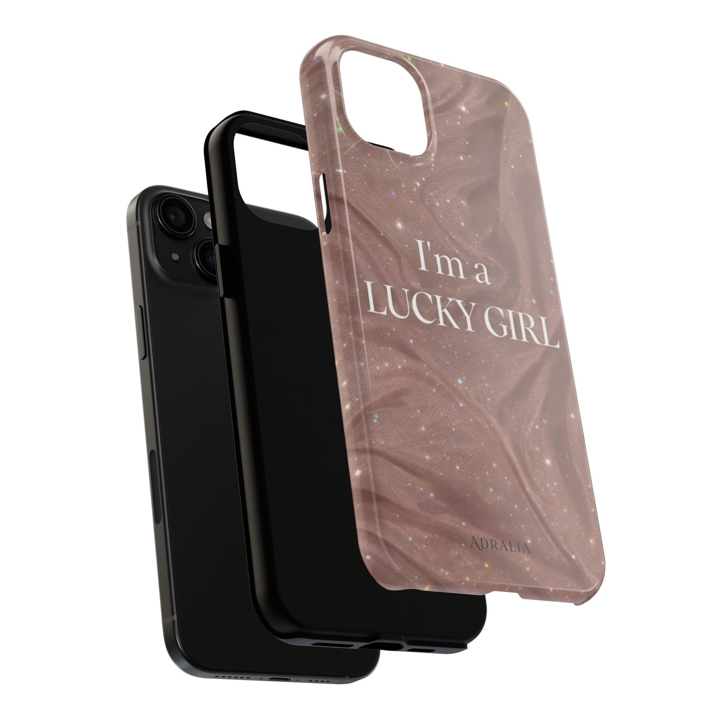 I'm a Lucky Girl Tough Phone Case – Sparkling Rose Marble Protective Cover