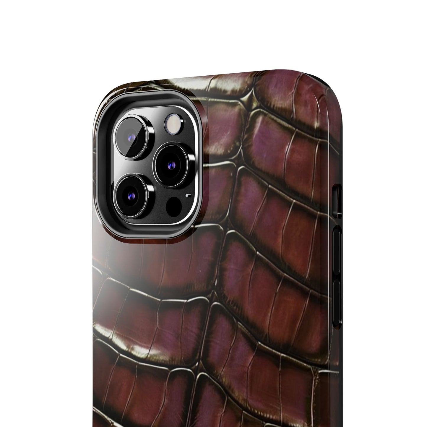 Croc-Embossed Tough Phone Case — Burgundy Faux Alligator with ADRALIA Accent