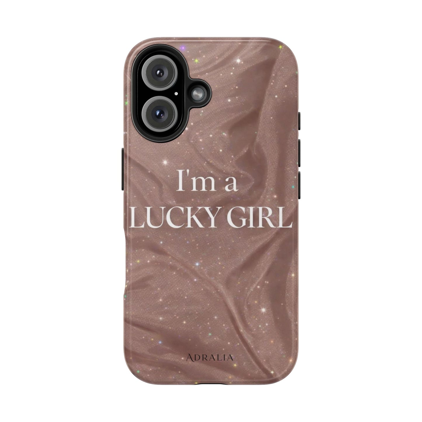 I'm a Lucky Girl Tough Phone Case – Sparkling Rose Marble Protective Cover