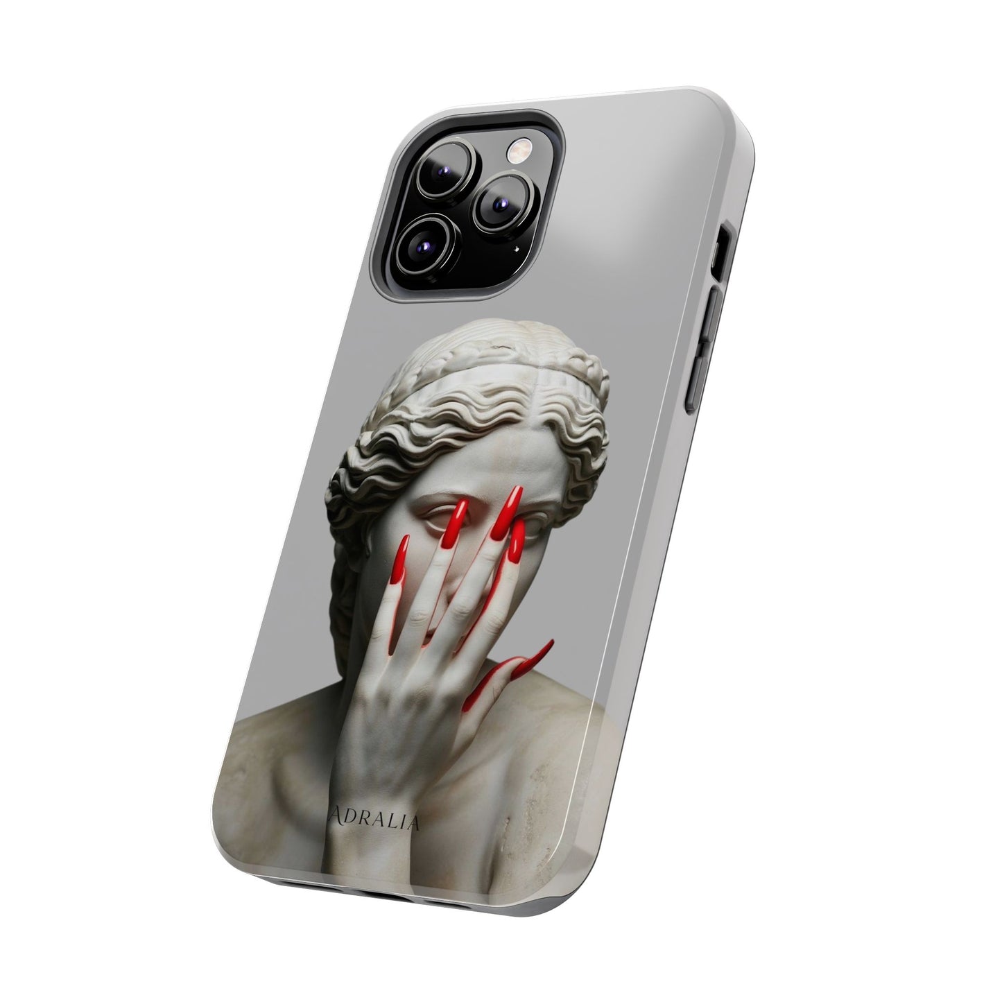 Statue with Red Nails Phone Case — Moody Classical Art Protective Case