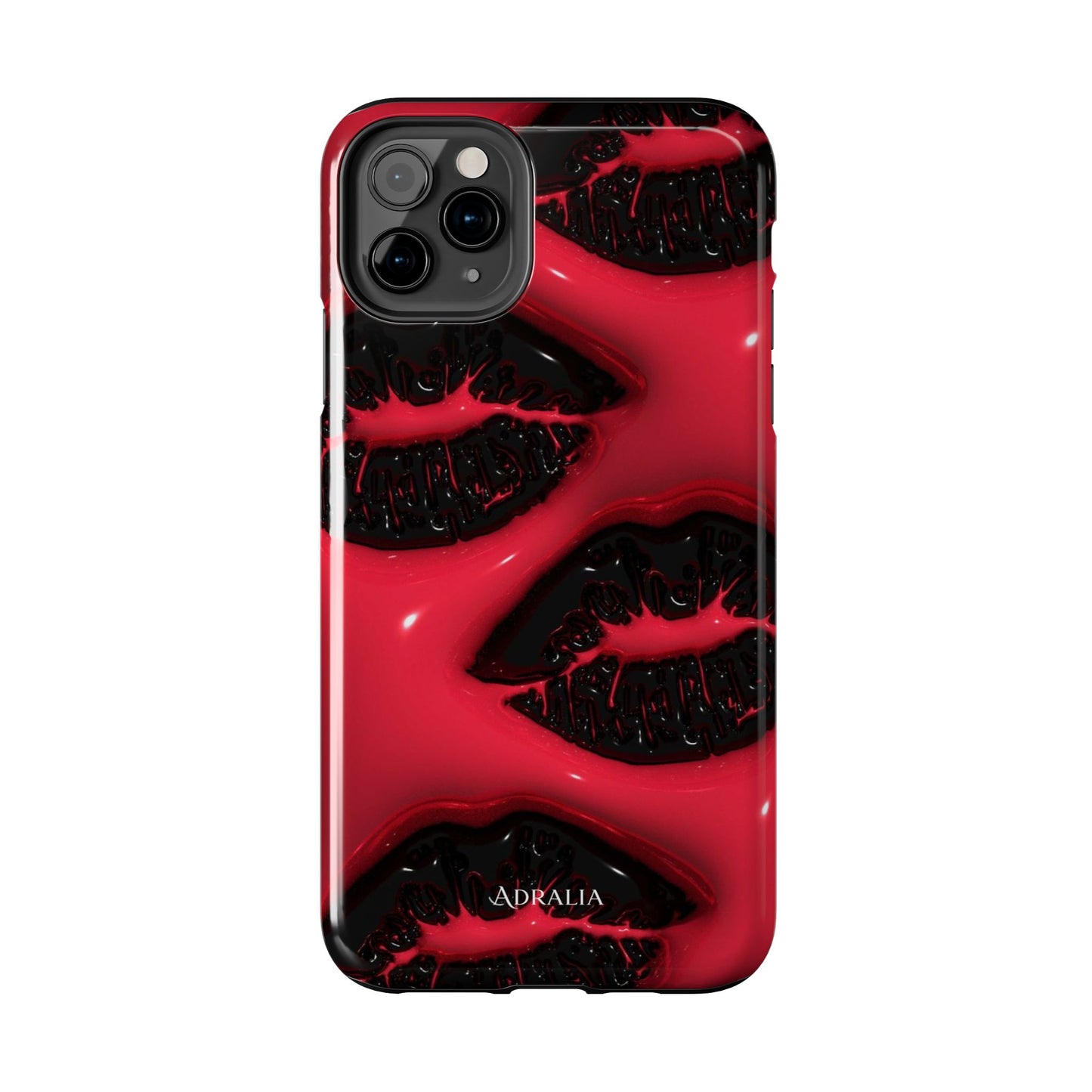 Tough Phone Case – Red Gloss Kiss Print, Shockproof Protective Cover