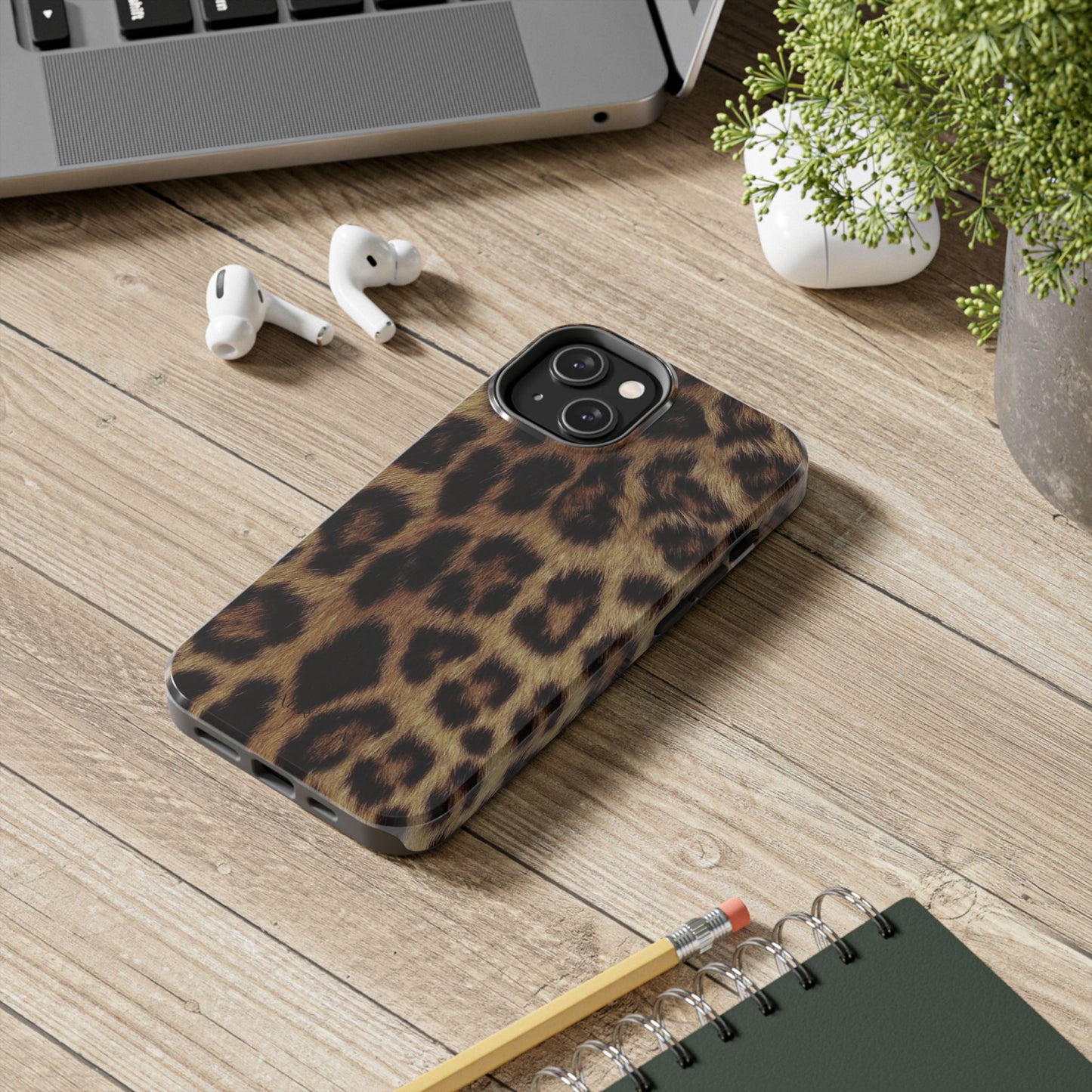 Leopard Print Tough Phone Case — Durable Animal-Print Protective Cover
