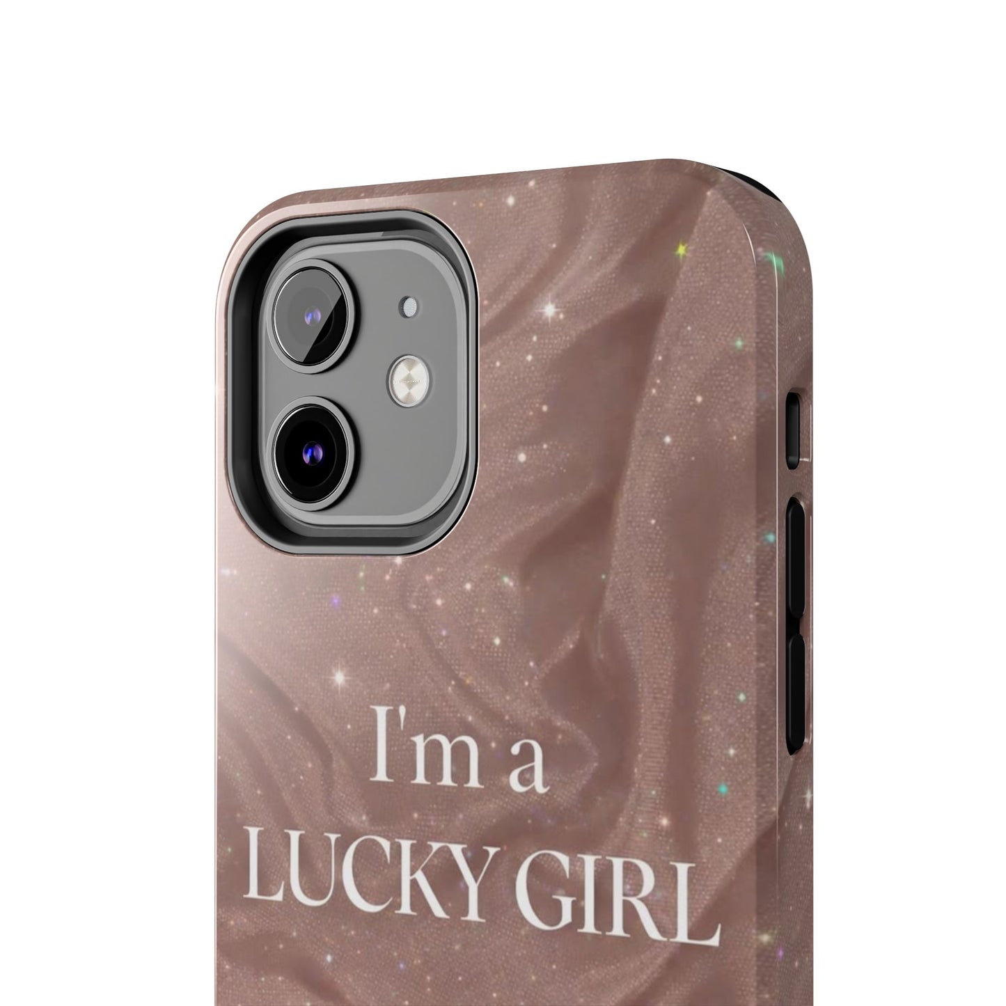 I'm a Lucky Girl Tough Phone Case – Sparkling Rose Marble Protective Cover