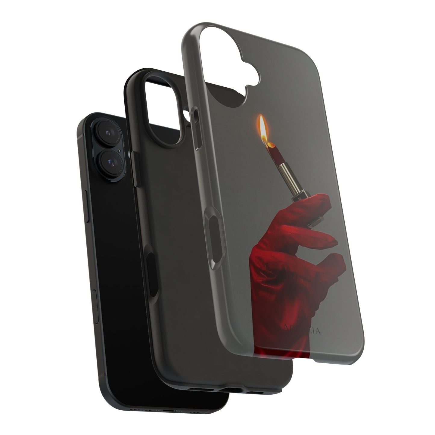 Red Glove Lighter Tough Phone Case — Dark Gothic Flame Protective Cover