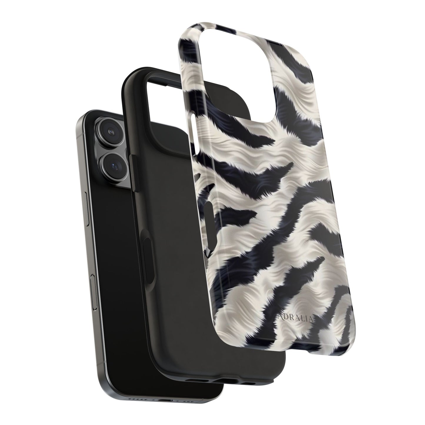 Faux Fur Zebra Tough Phone Case — Black & Ivory Animal Print