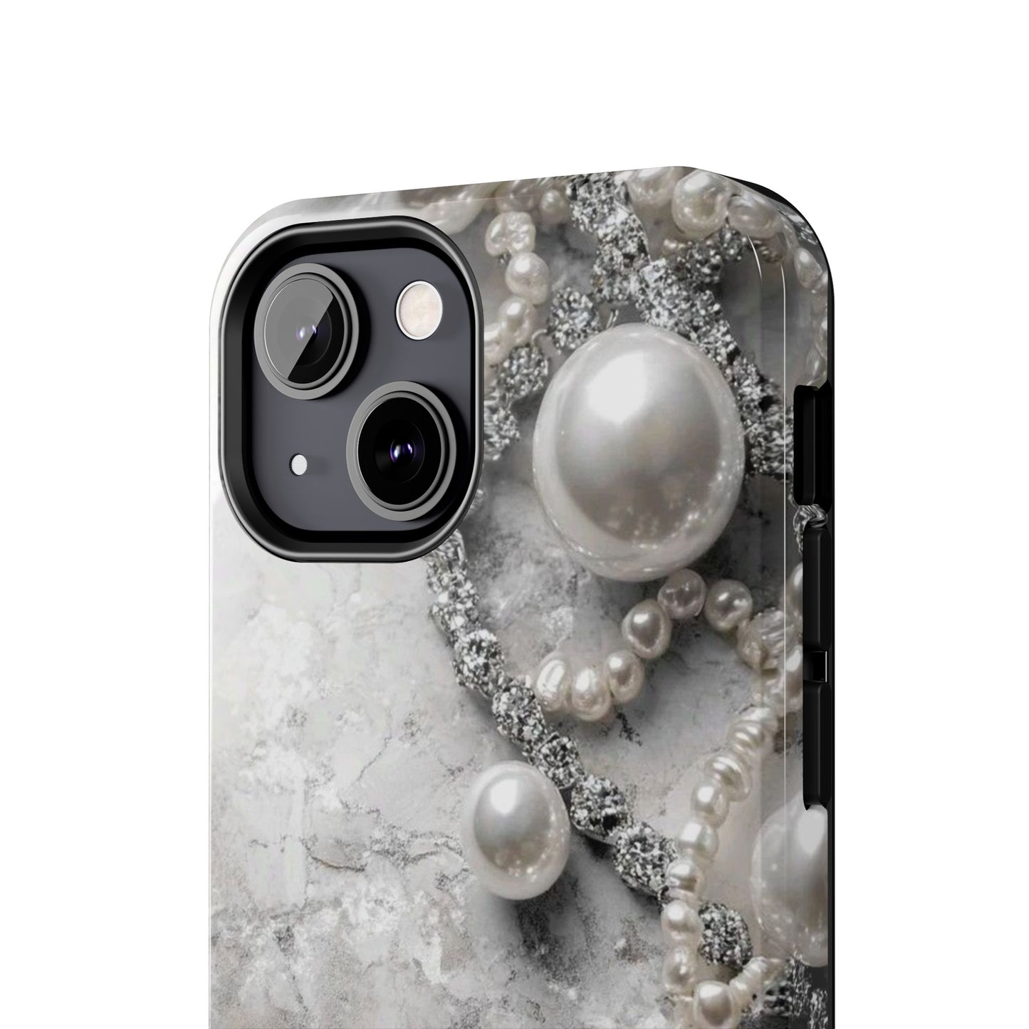 Pearl Luxe Tough Phone Case — Elegant Pearl & Crystal Protective Cover