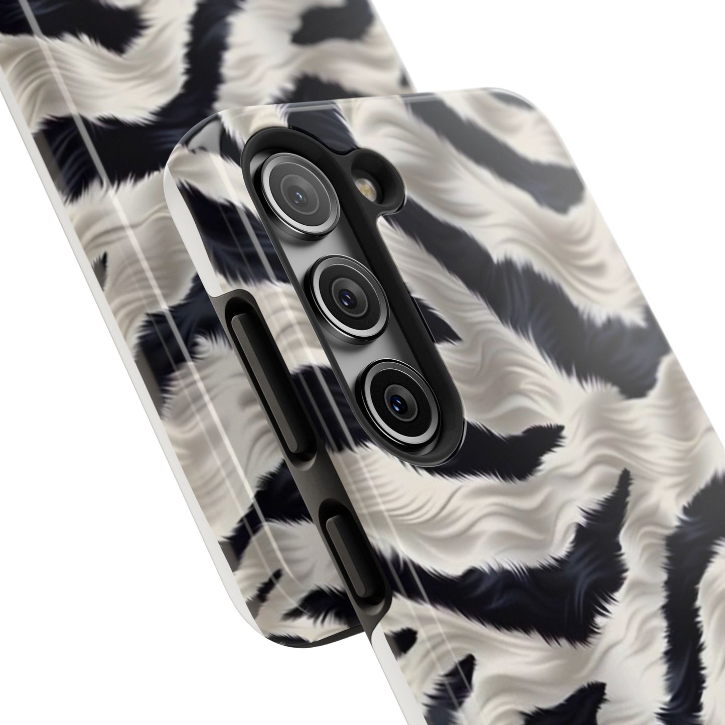 Faux Fur Zebra Tough Phone Case — Black & Ivory Animal Print