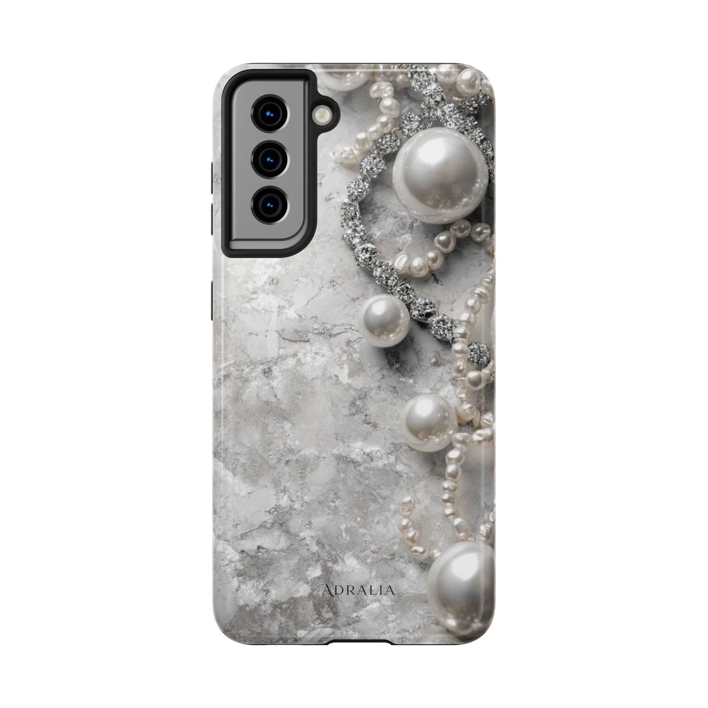 Pearl Luxe Tough Phone Case — Elegant Pearl & Crystal Protective Cover