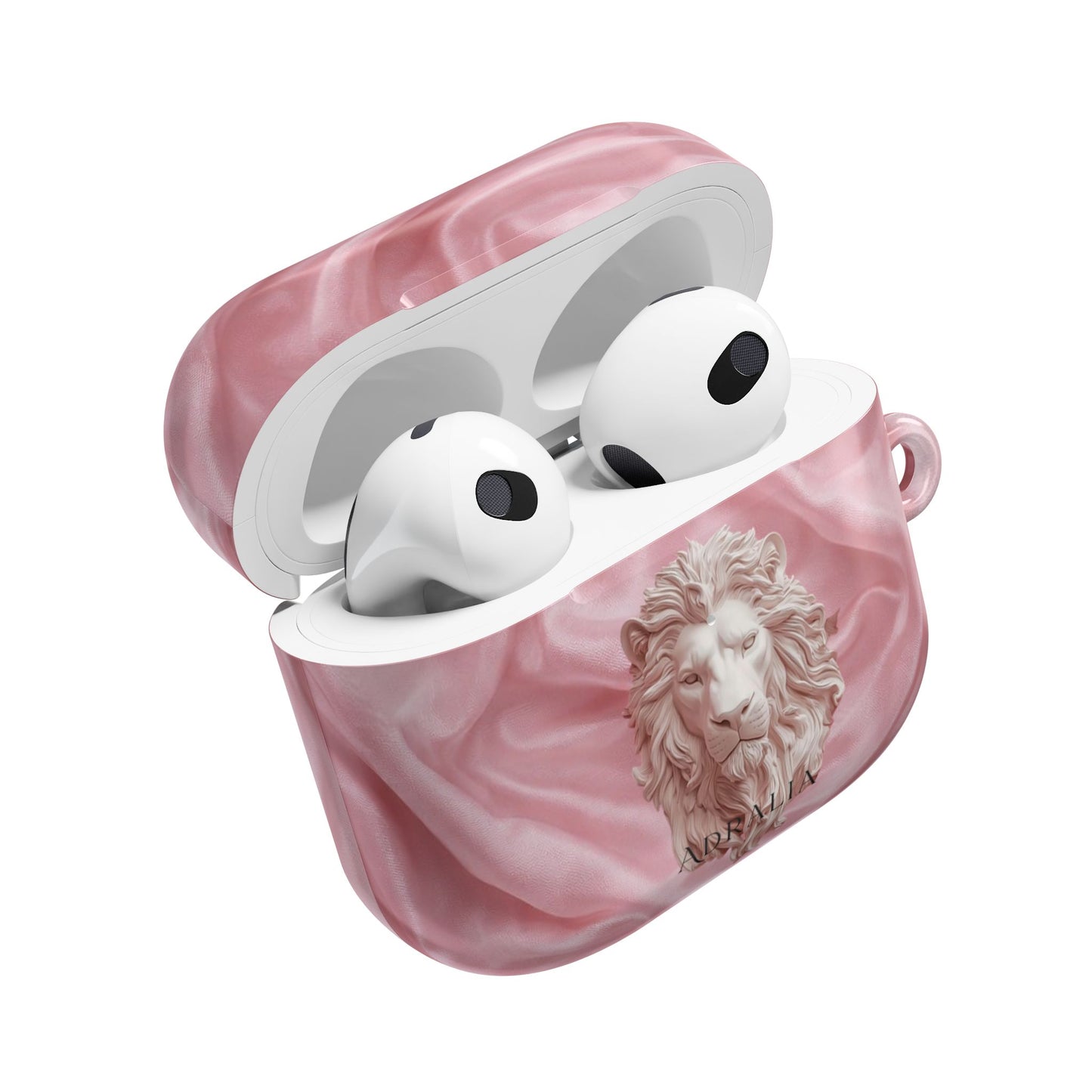 Pink Marble Lion AirPod Case — Elegant Protective Cover
