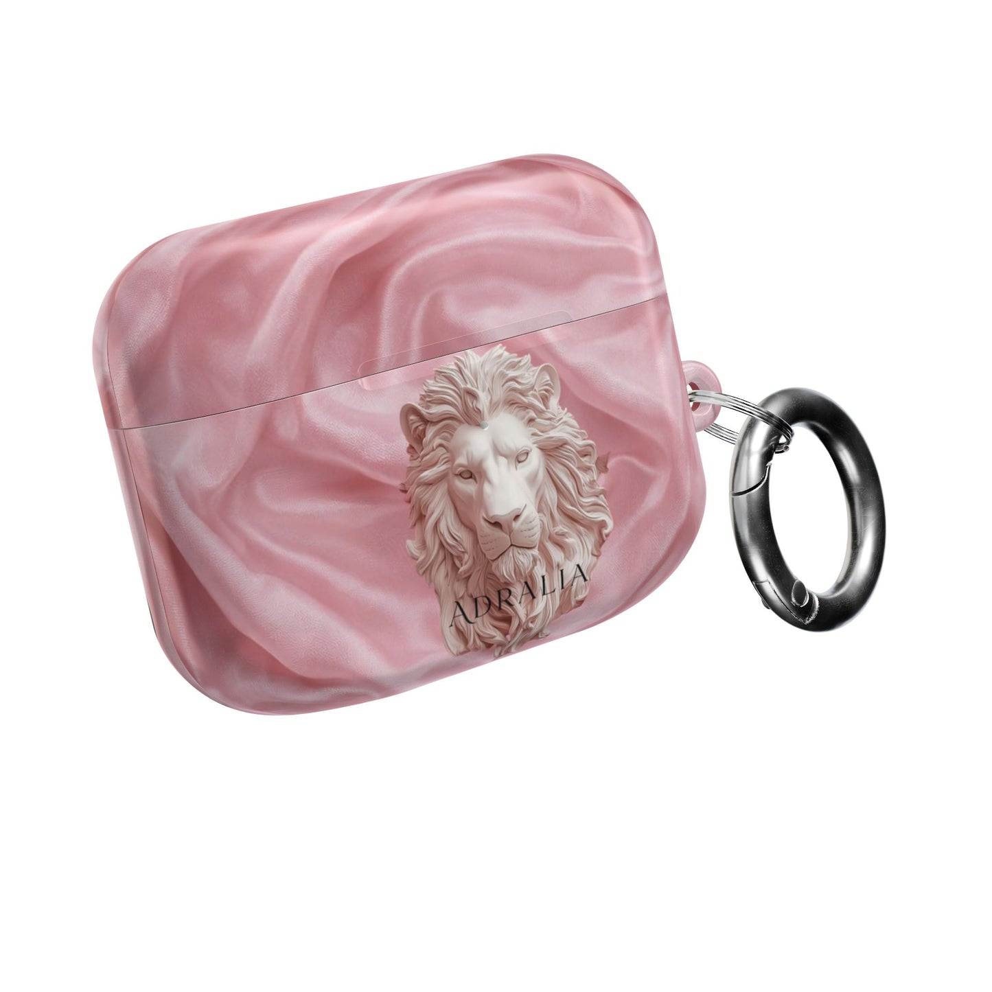 Pink Marble Lion AirPod Case — Elegant Protective Cover