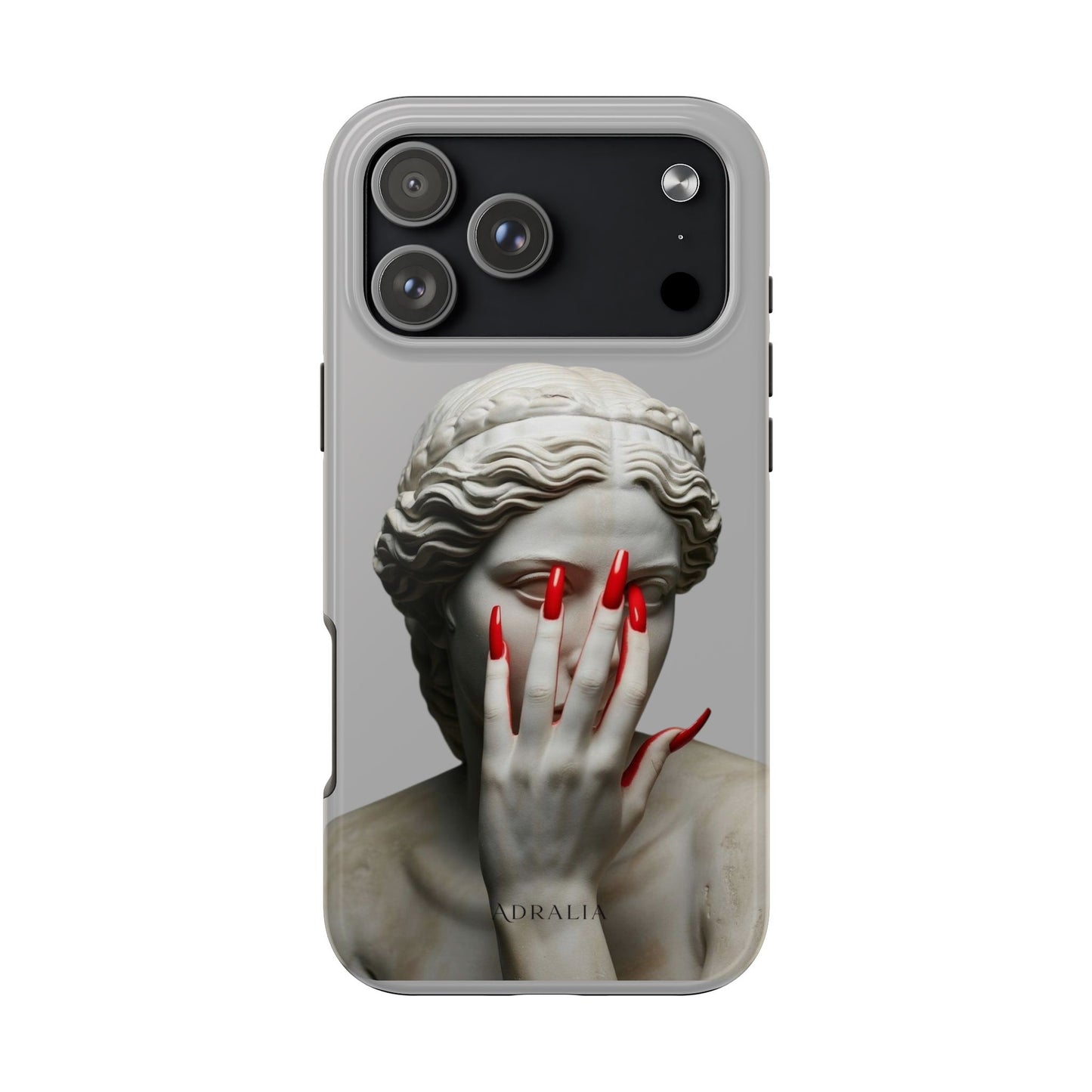 Statue with Red Nails Phone Case — Moody Classical Art Protective Case
