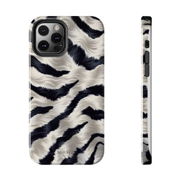 Faux Fur Zebra Tough Phone Case — Black & Ivory Animal Print