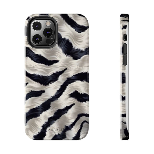 Faux Fur Zebra Tough Phone Case — Black & Ivory Animal Print
