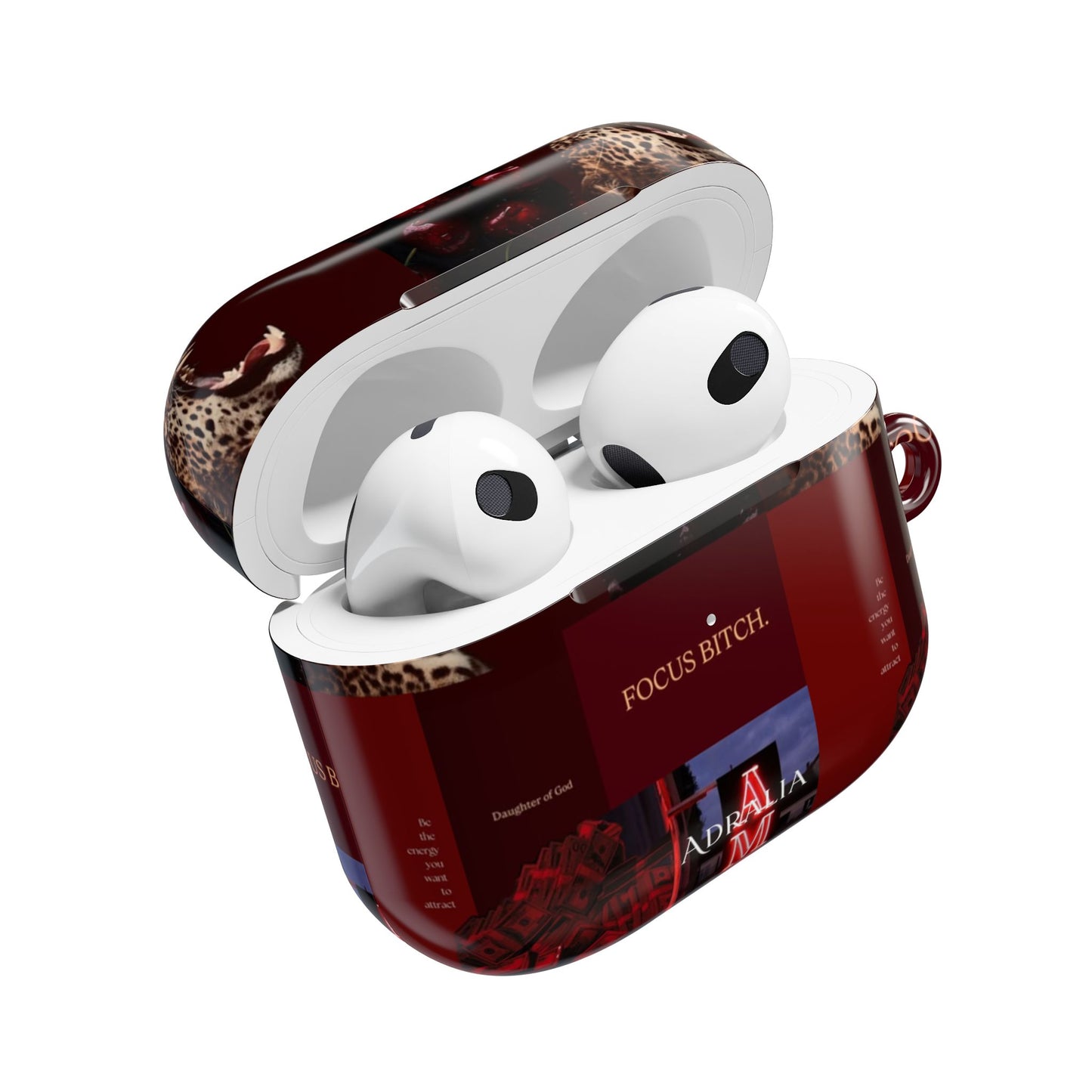 Focus Bitch AirPod Case — Red Leopard Graphic Protective Cover
