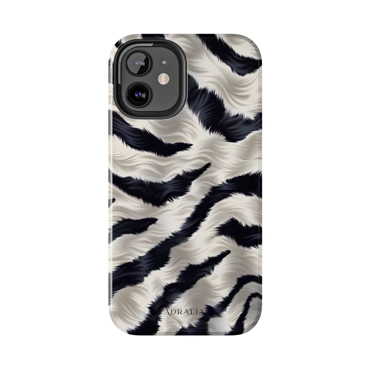 Faux Fur Zebra Tough Phone Case — Black & Ivory Animal Print