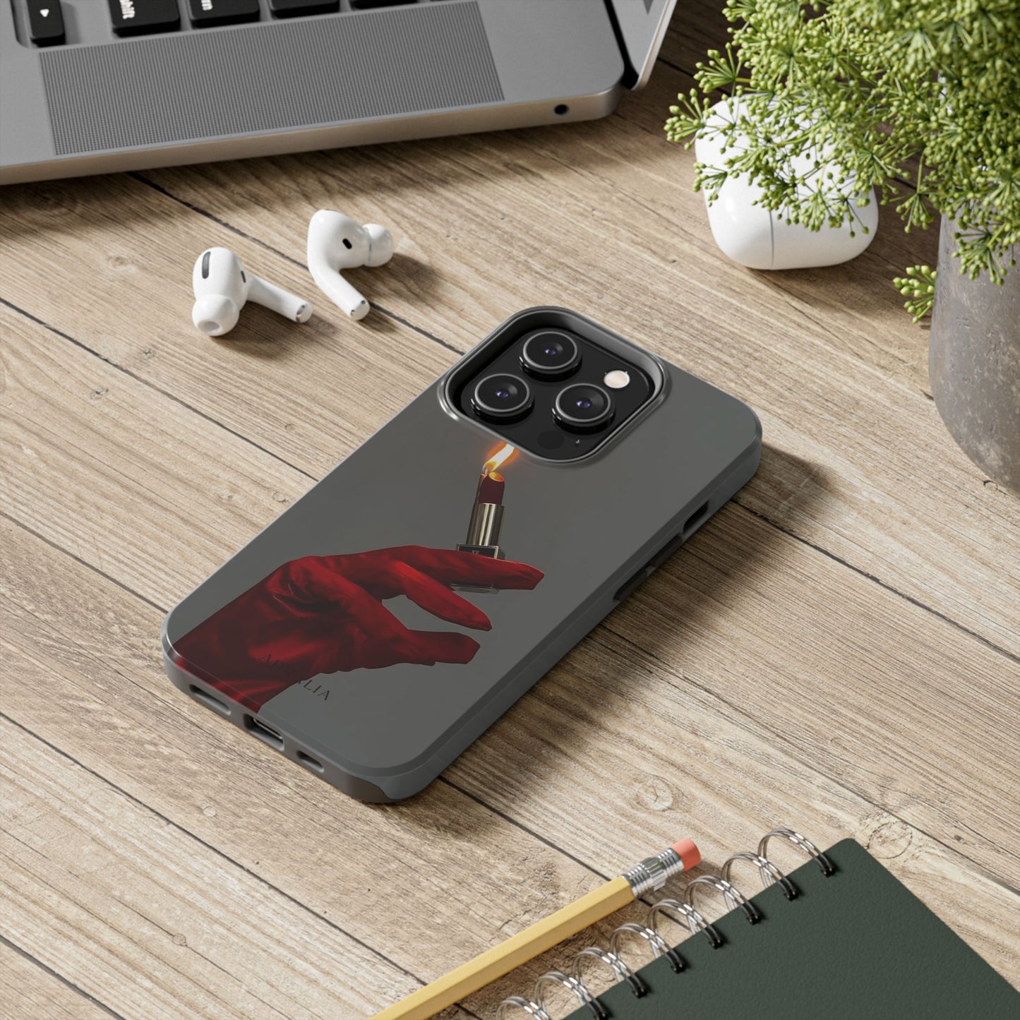 Red Glove Lighter Tough Phone Case — Dark Gothic Flame Protective Cover