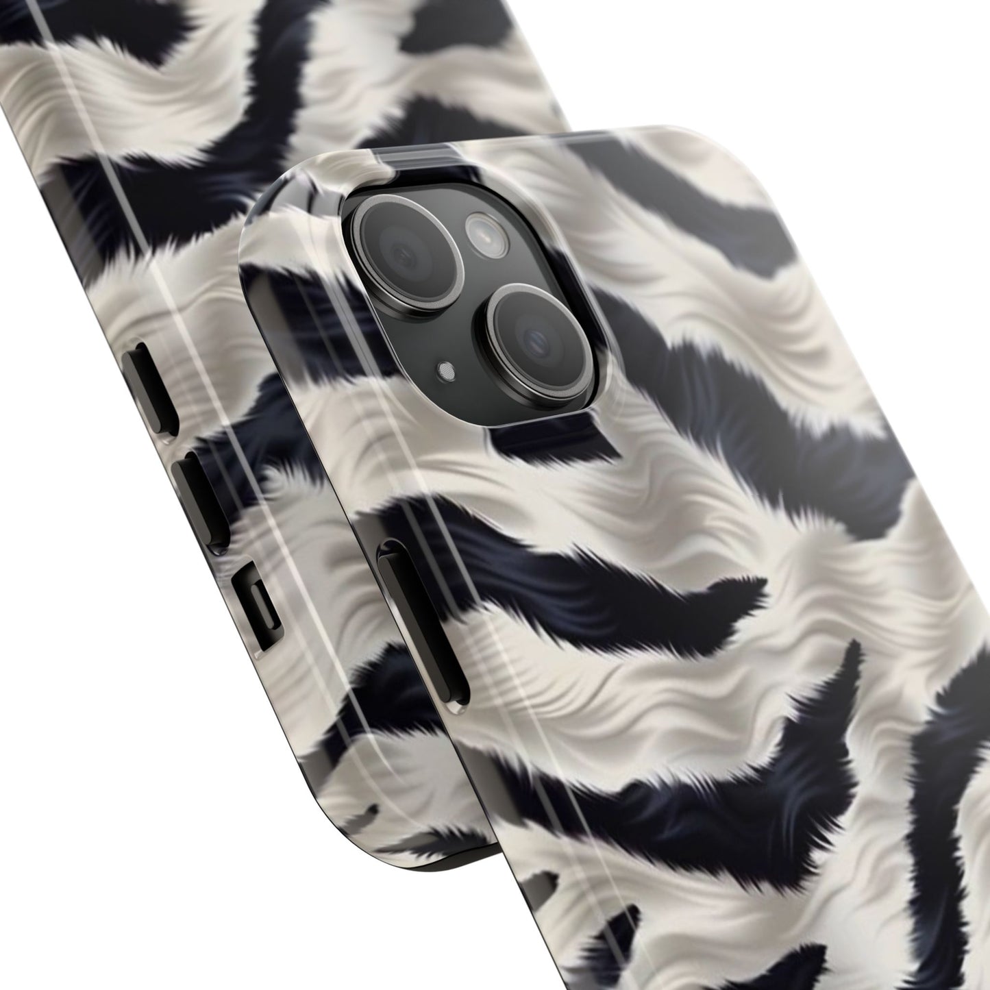 Faux Fur Zebra Tough Phone Case — Black & Ivory Animal Print