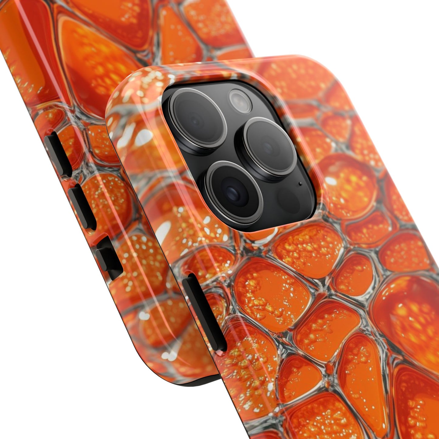 Orange Resin Abstract Tough Phone Case — Durable Protective iPhone Cover