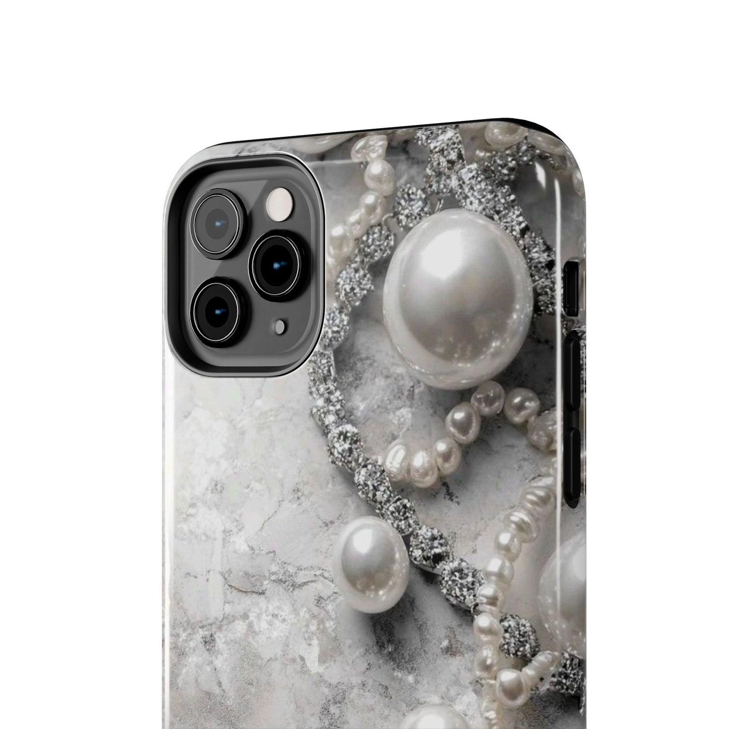 Pearl Luxe Tough Phone Case — Elegant Pearl & Crystal Protective Cover