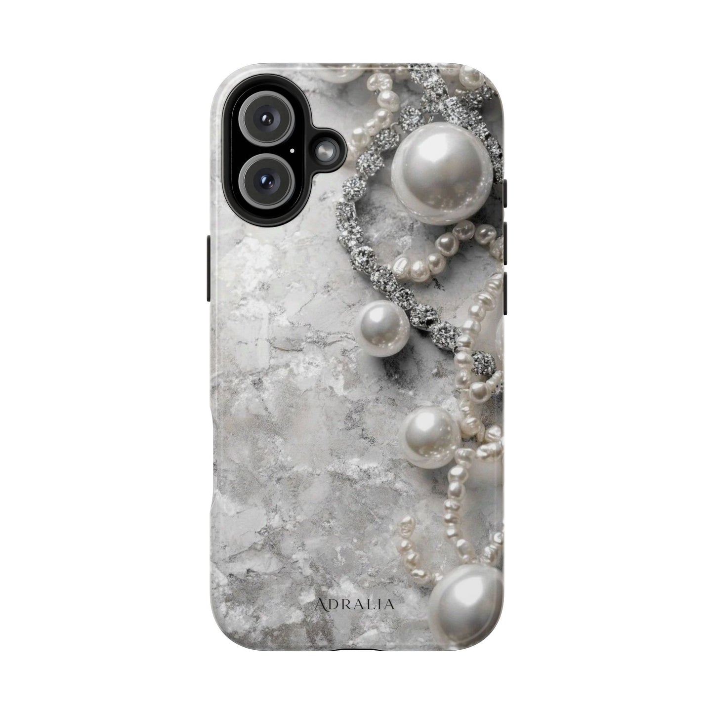 Pearl Luxe Tough Phone Case — Elegant Pearl & Crystal Protective Cover