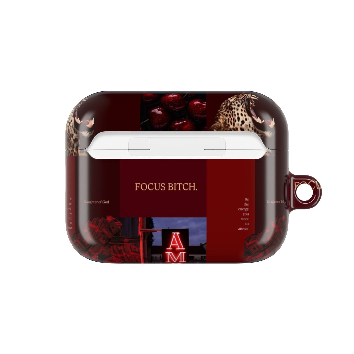 Focus Bitch AirPod Case — Red Leopard Graphic Protective Cover