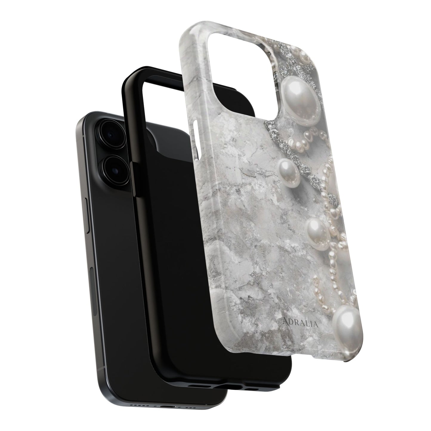 Pearl Luxe Tough Phone Case — Elegant Pearl & Crystal Protective Cover