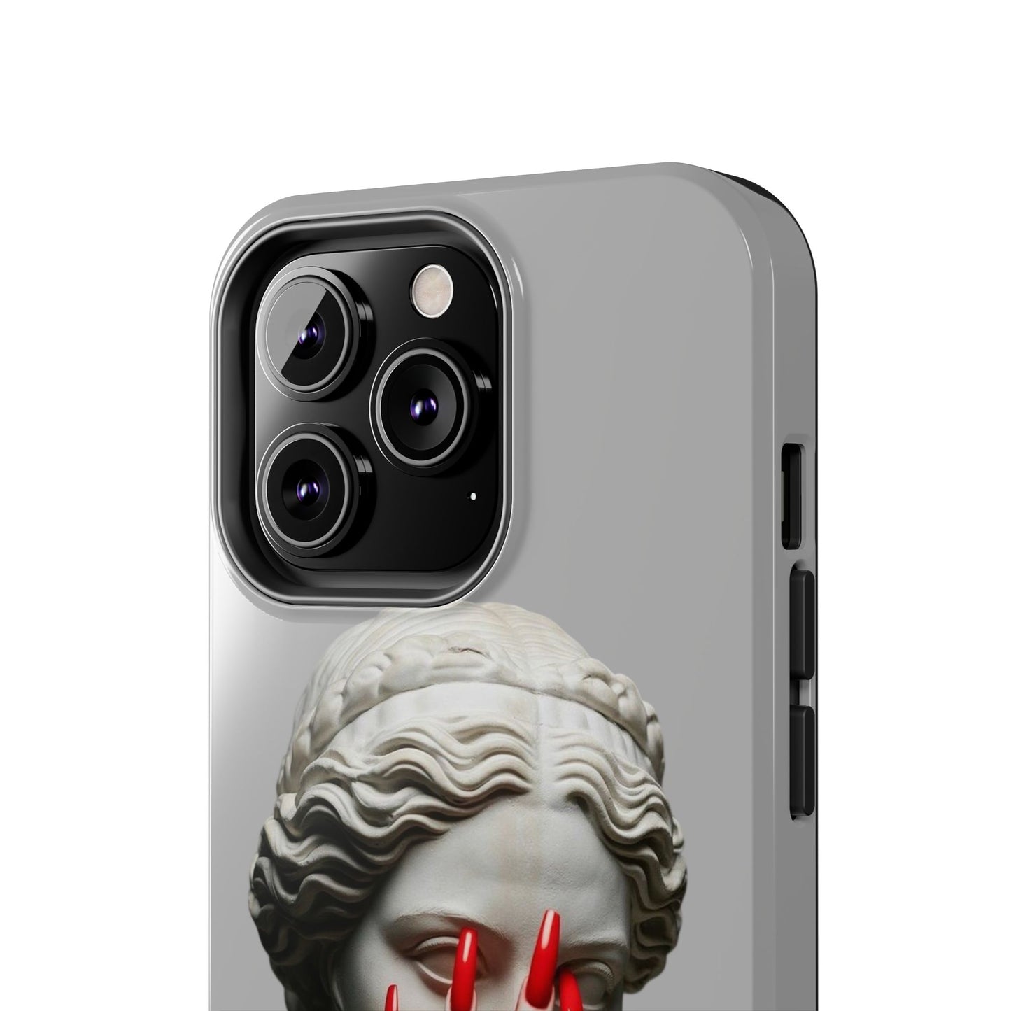 Statue with Red Nails Phone Case — Moody Classical Art Protective Case