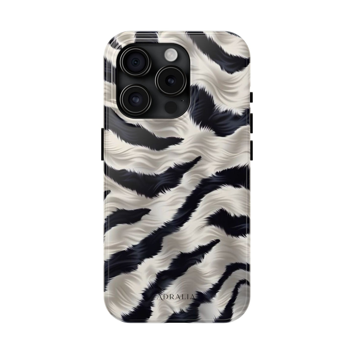 Faux Fur Zebra Tough Phone Case — Black & Ivory Animal Print