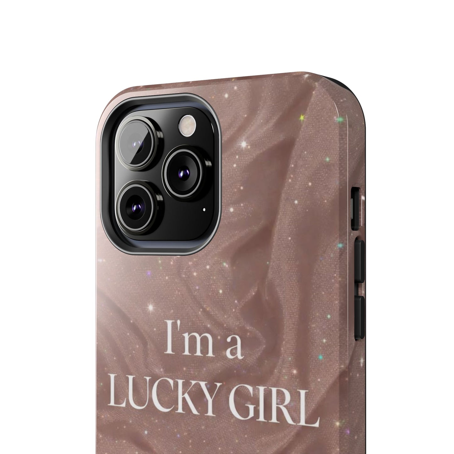 I'm a Lucky Girl Tough Phone Case – Sparkling Rose Marble Protective Cover