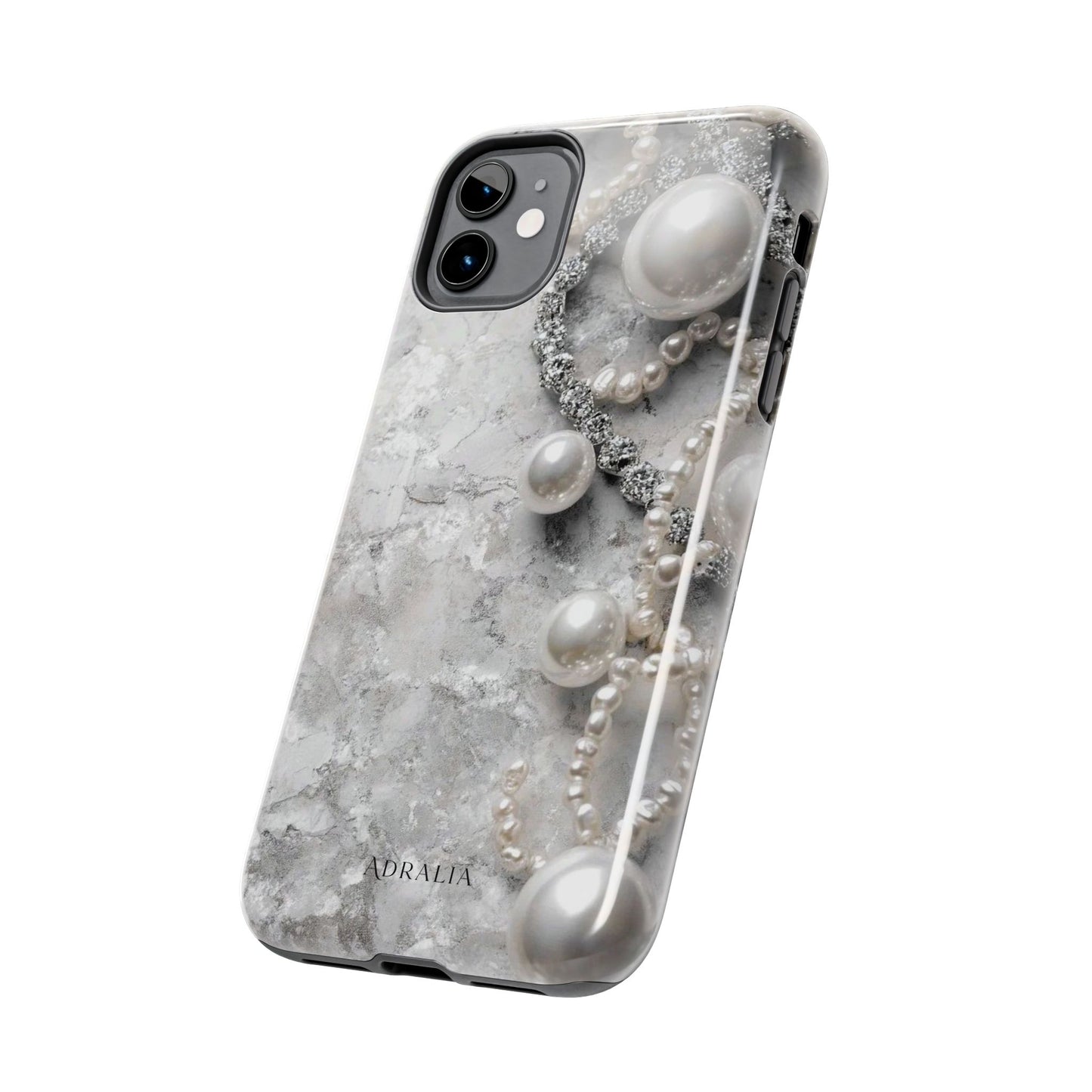 Pearl Luxe Tough Phone Case — Elegant Pearl & Crystal Protective Cover