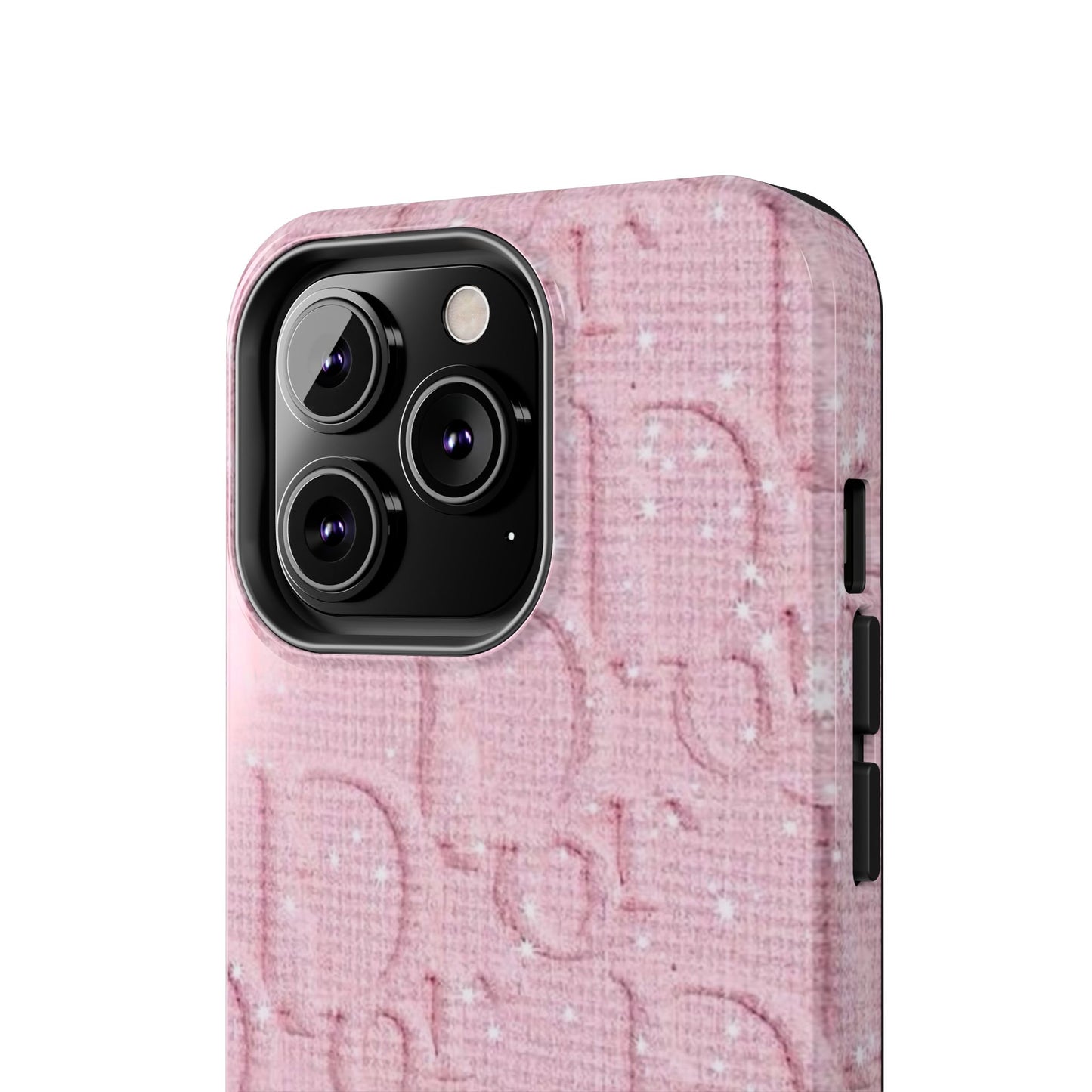 Pink Embossed Tough Phone Case – 'Adralia' Glitter Monogram Protective Cover