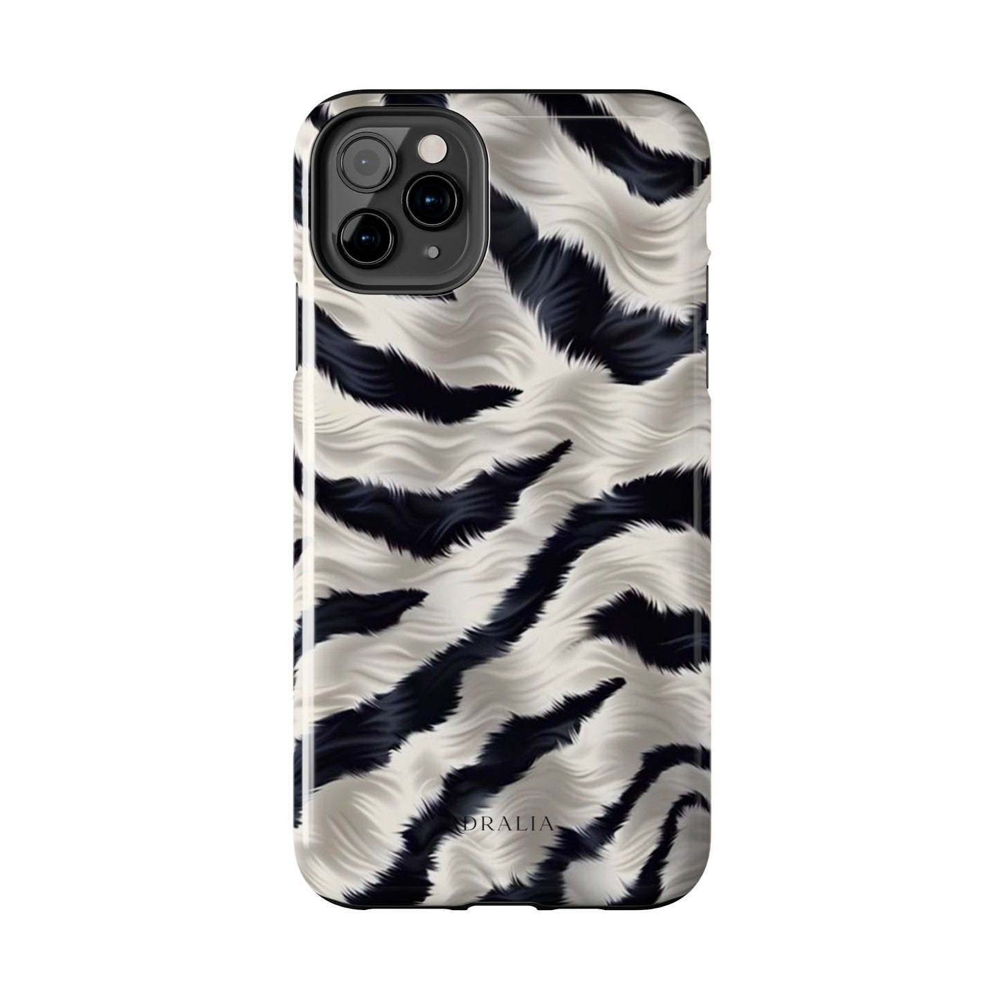 Faux Fur Zebra Tough Phone Case — Black & Ivory Animal Print