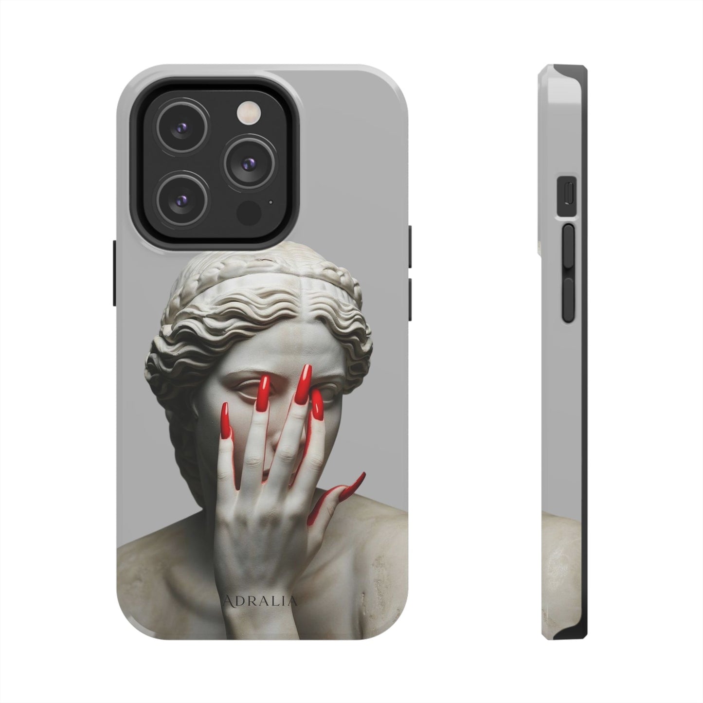 Statue with Red Nails Phone Case — Moody Classical Art Protective Case