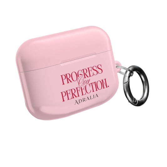 Progress Over Perfection AirPod Case — Pink Inspirational Protective Cover