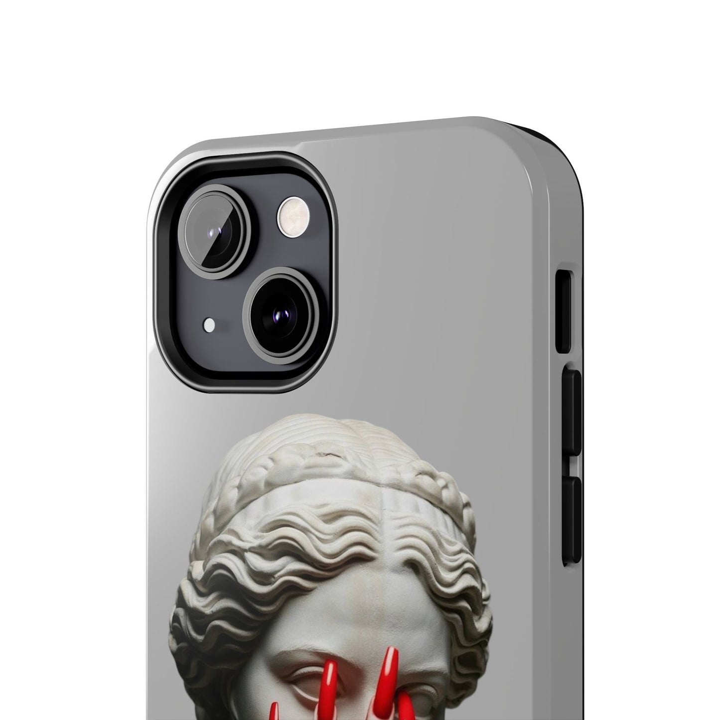 Statue with Red Nails Phone Case — Moody Classical Art Protective Case