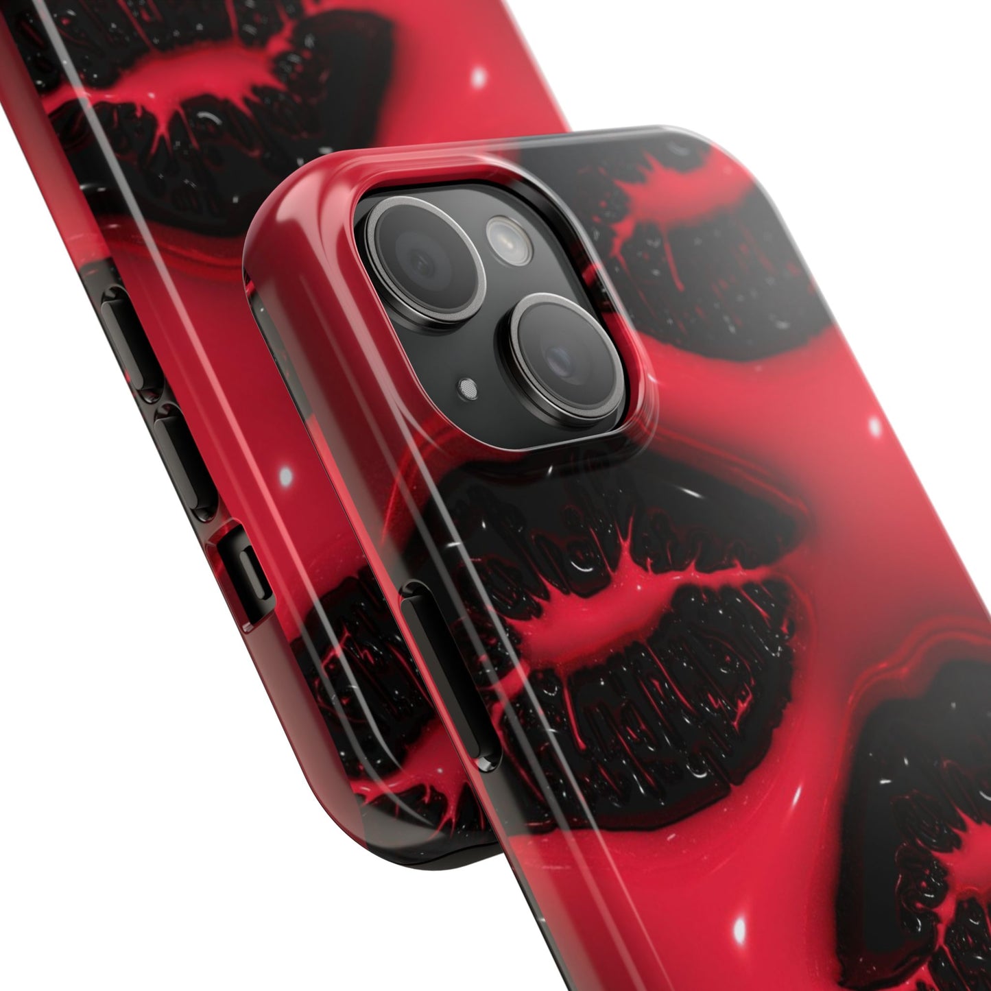 Tough Phone Case – Red Gloss Kiss Print, Shockproof Protective Cover