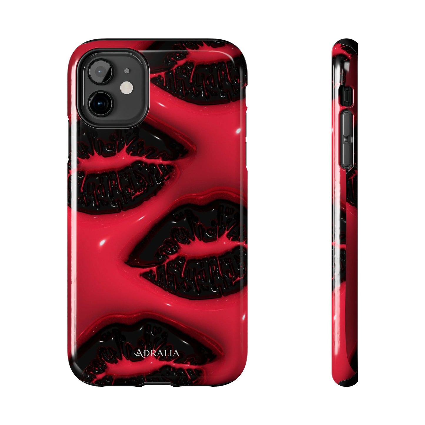 Tough Phone Case – Red Gloss Kiss Print, Shockproof Protective Cover