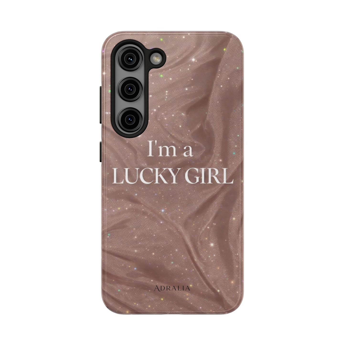 I'm a Lucky Girl Tough Phone Case – Sparkling Rose Marble Protective Cover