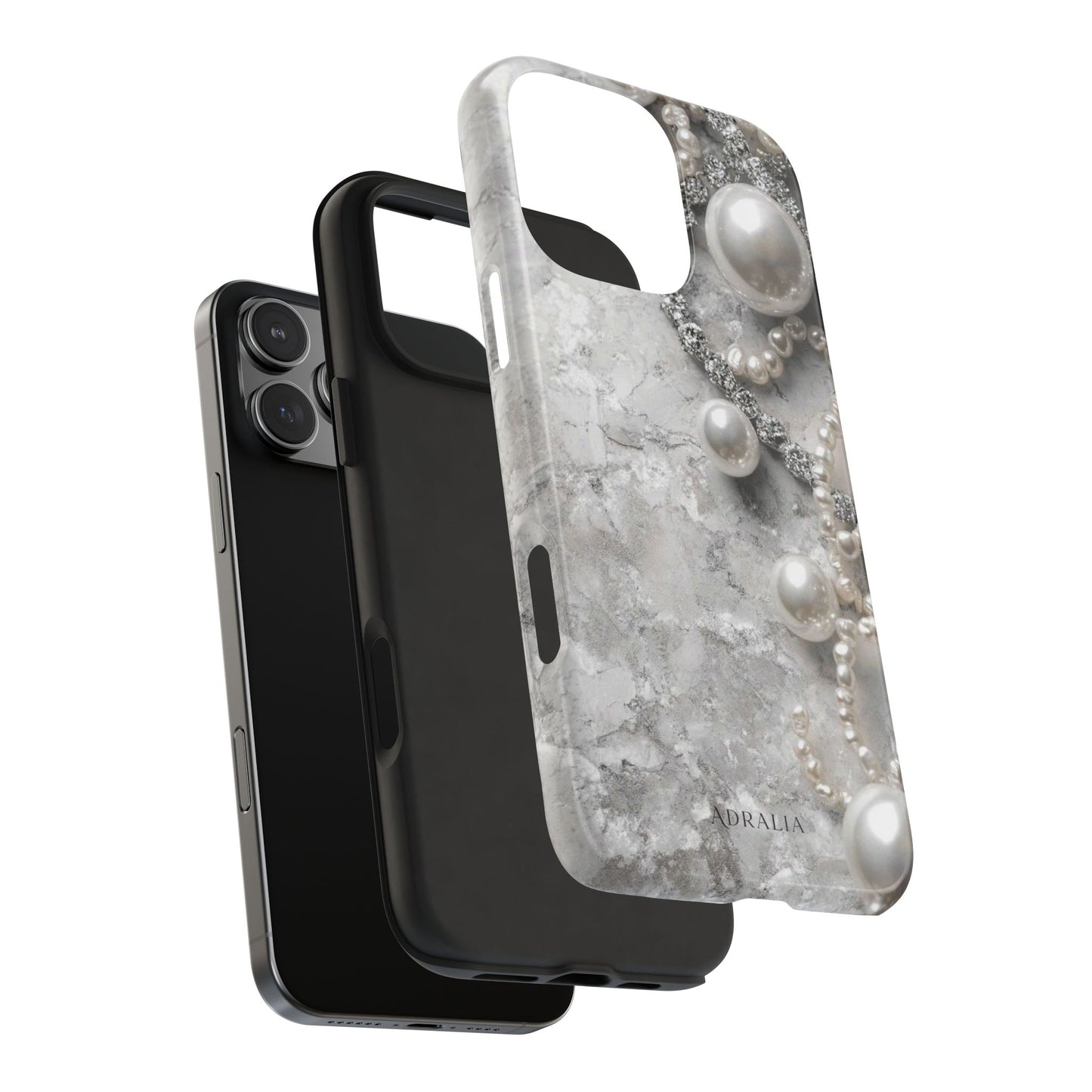 Pearl Luxe Tough Phone Case — Elegant Pearl & Crystal Protective Cover