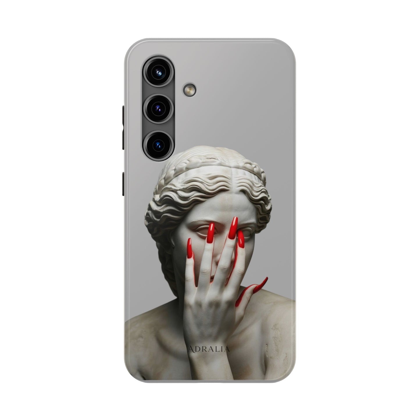 Statue with Red Nails Phone Case — Moody Classical Art Protective Case
