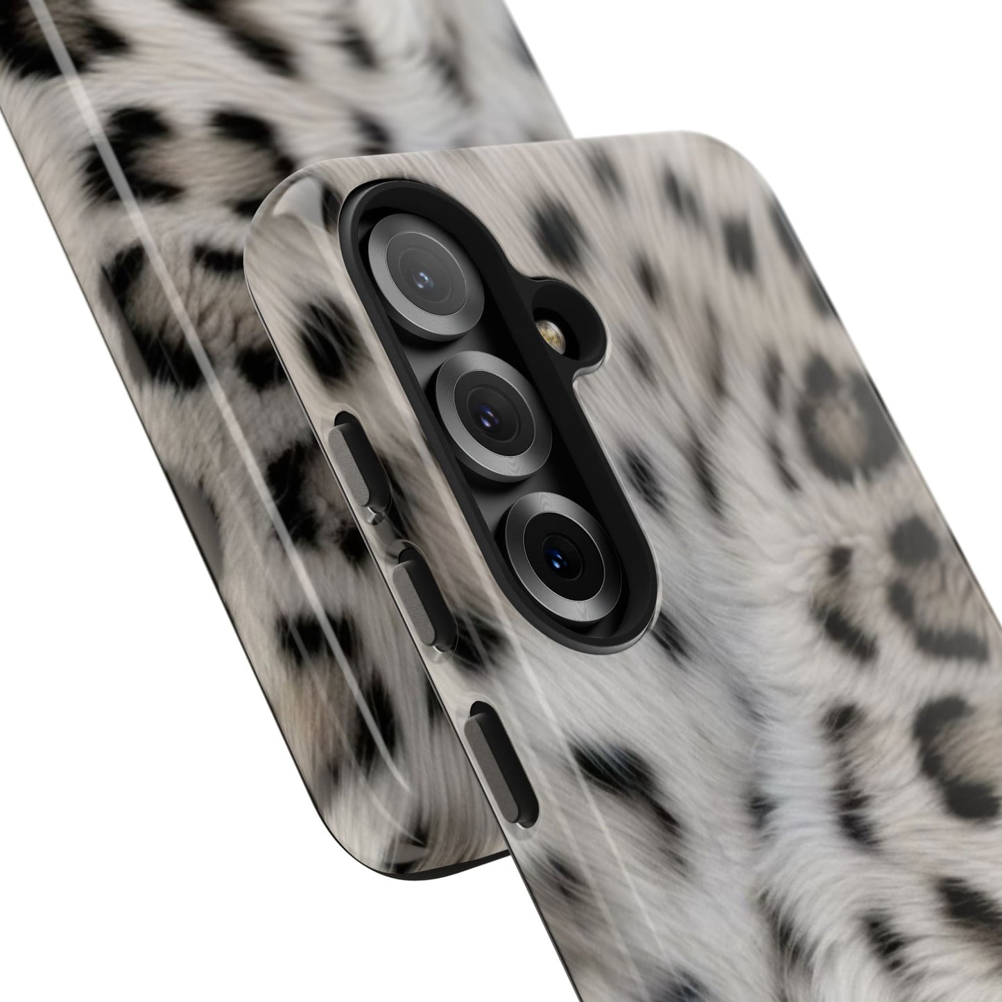 Leopard Fur Tough Phone Case — White Snow Cheetah Protective Cover