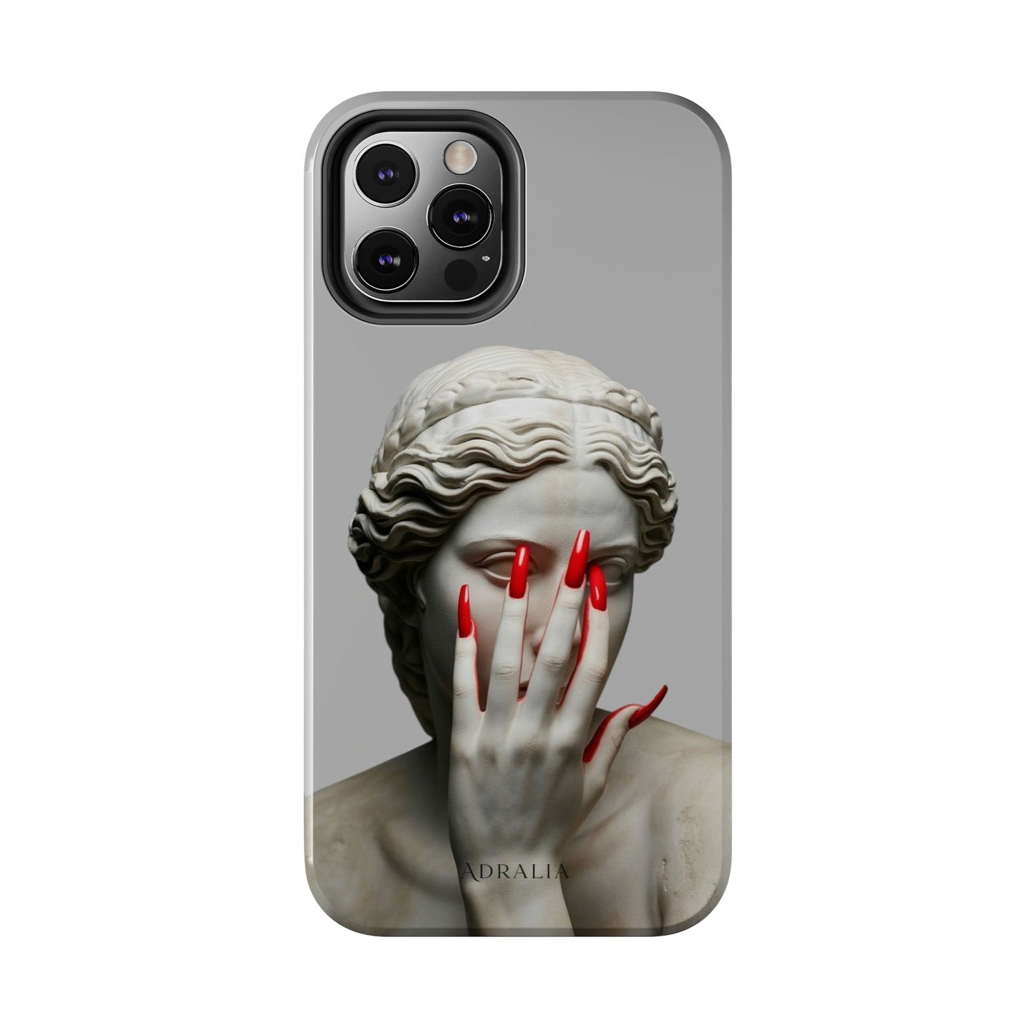 Statue with Red Nails Phone Case — Moody Classical Art Protective Case