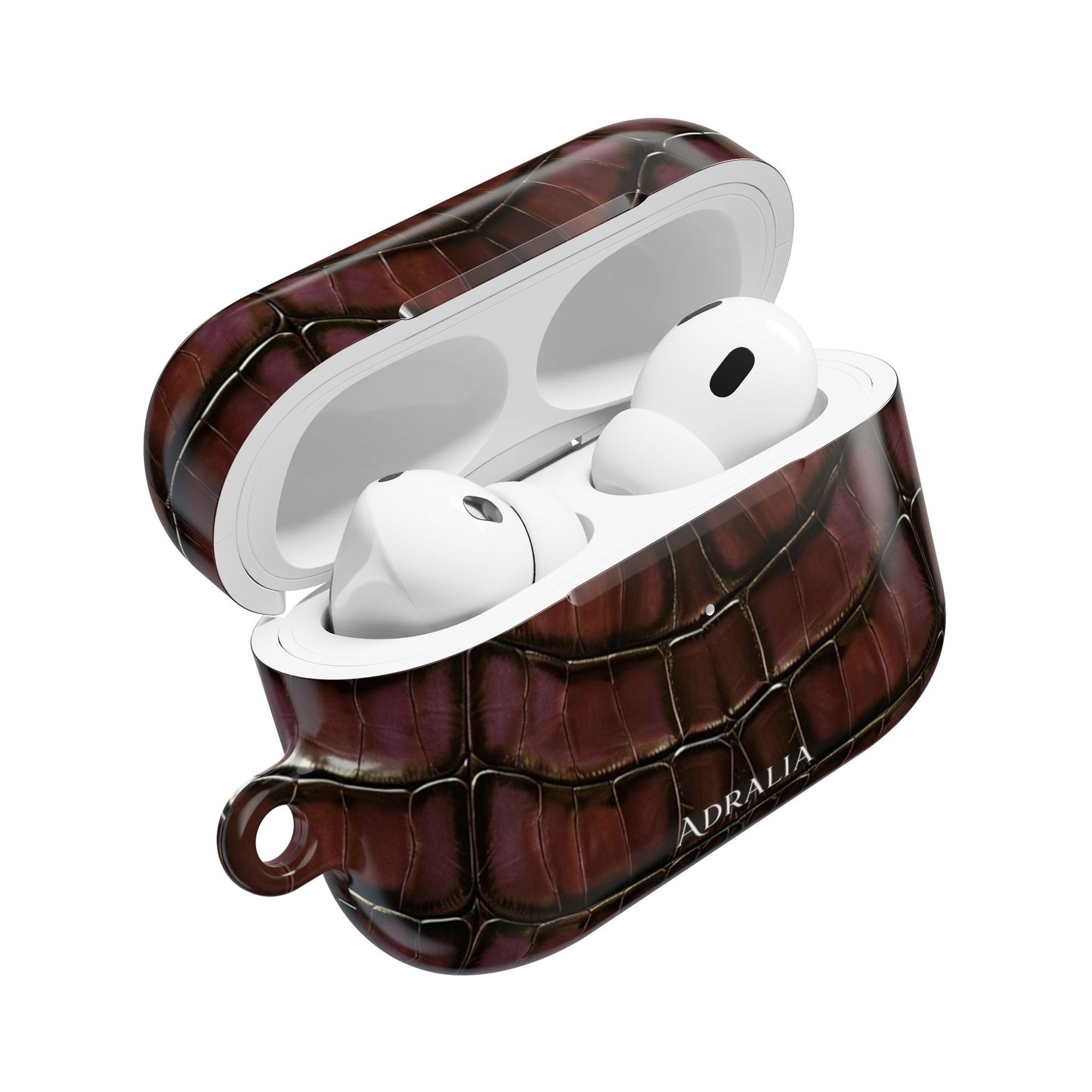 Croc-Embossed Burgundy AirPod Case – Luxe Protective Cover