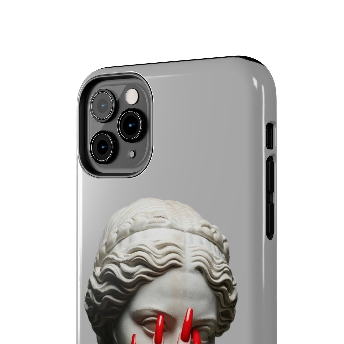 Statue with Red Nails Phone Case — Moody Classical Art Protective Case