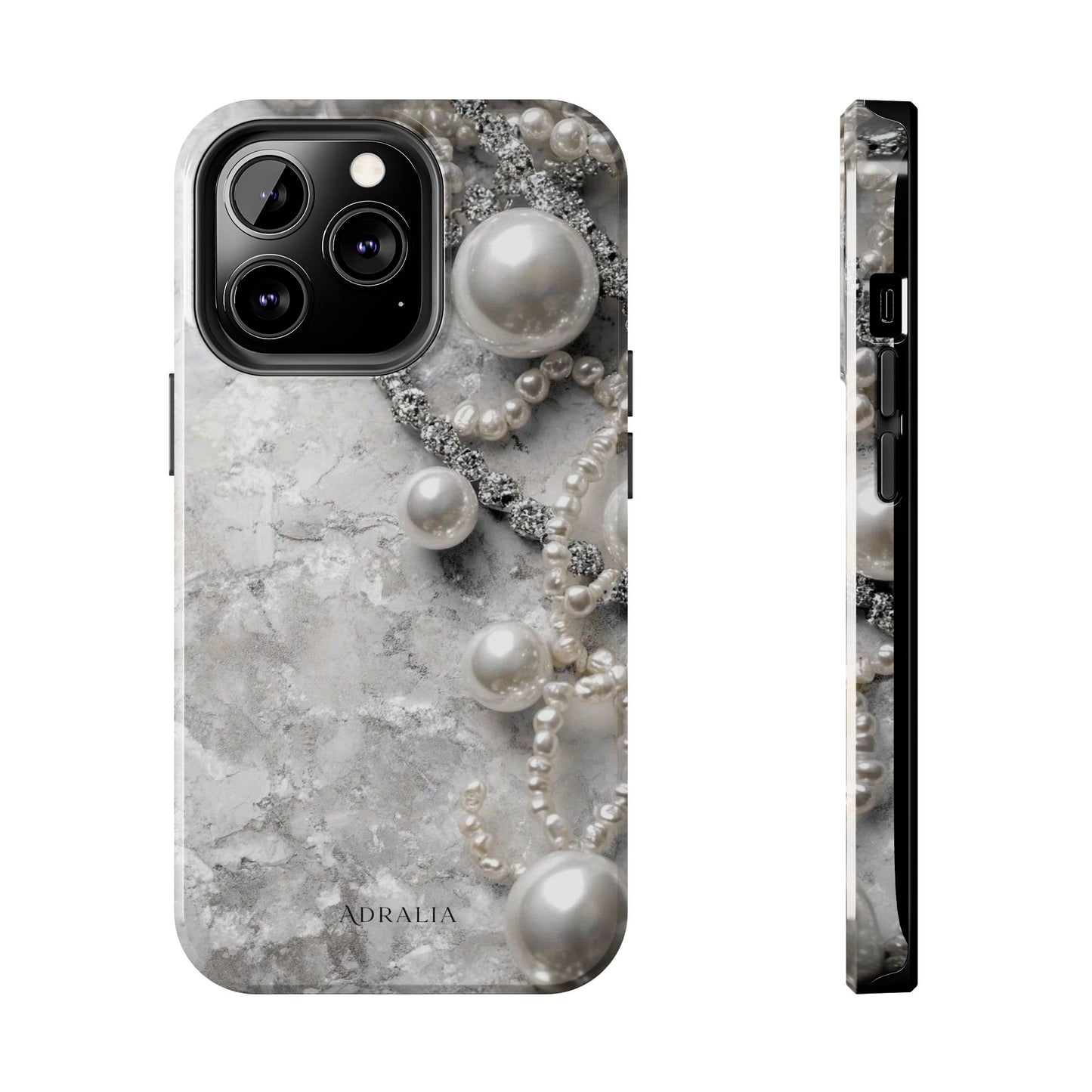 Pearl Luxe Tough Phone Case — Elegant Pearl & Crystal Protective Cover