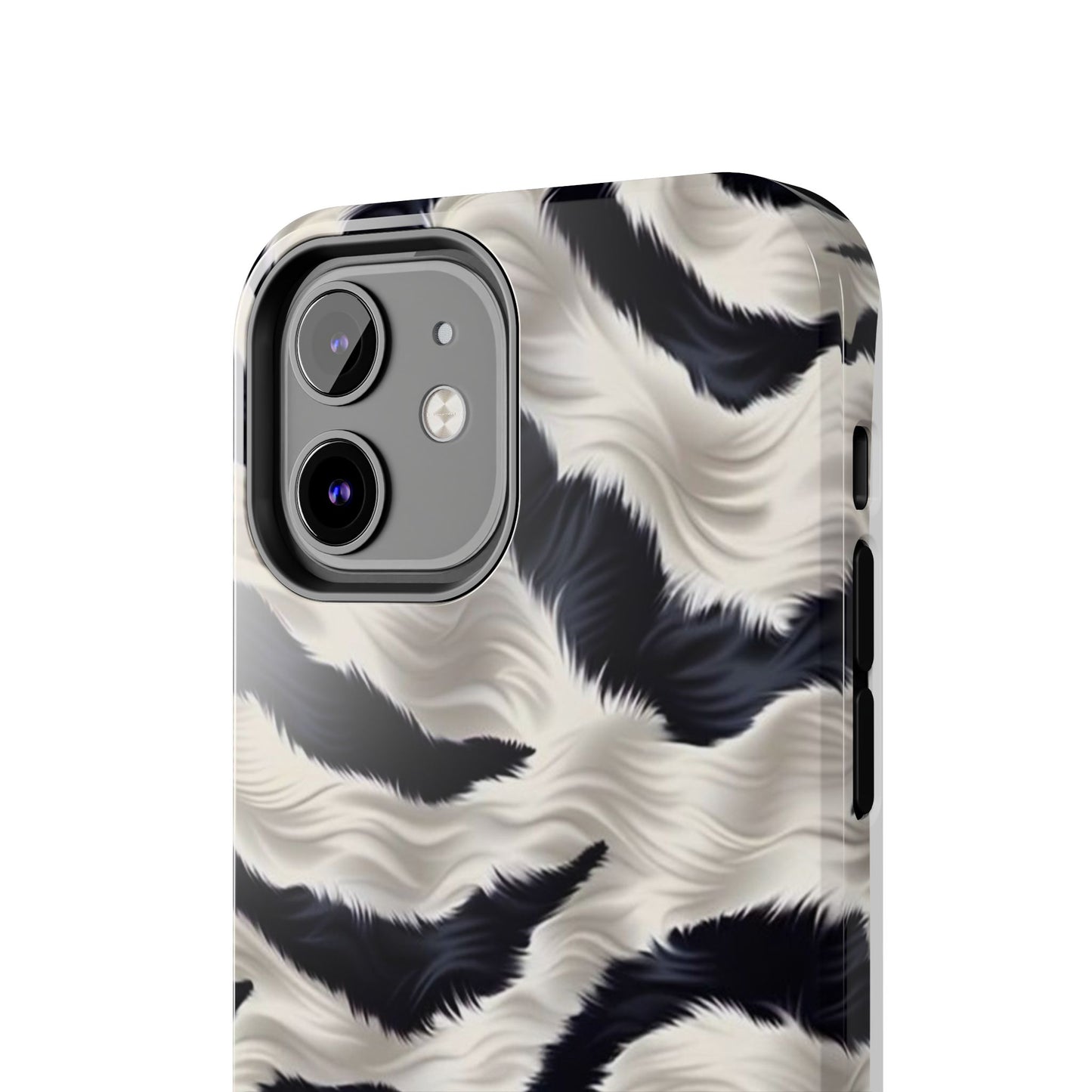 Faux Fur Zebra Tough Phone Case — Black & Ivory Animal Print