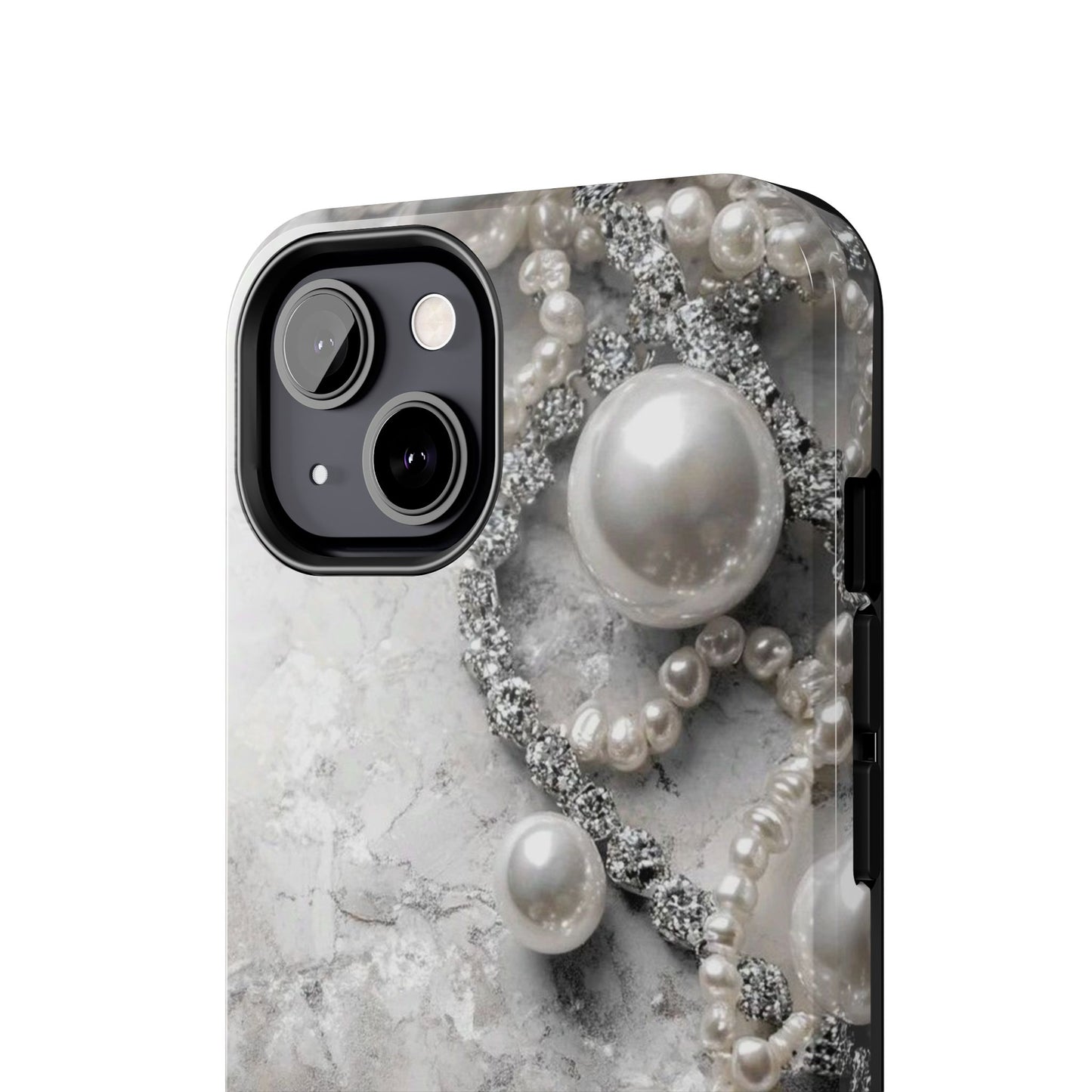 Pearl Luxe Tough Phone Case — Elegant Pearl & Crystal Protective Cover
