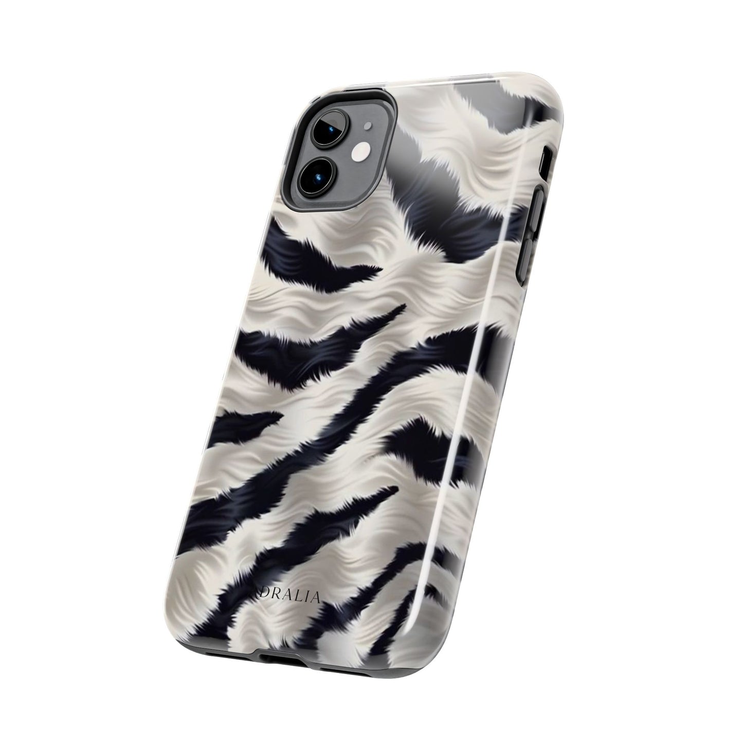 Faux Fur Zebra Tough Phone Case — Black & Ivory Animal Print